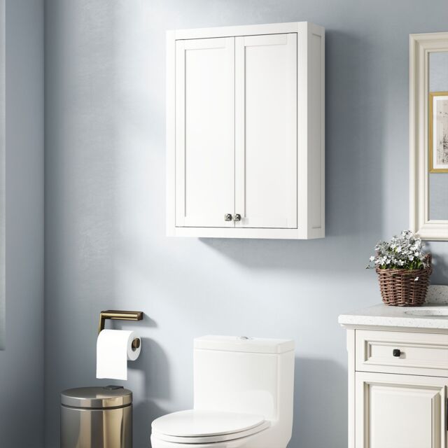 HOMCOM Wall Mounted Storage with Adjustable Shelves, Bathroom Wall Cabinet in White - image 1