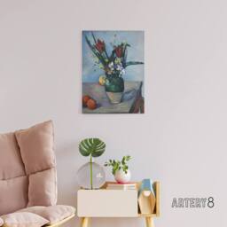 "Artery8 The Vase of Tulips Still Life Painting Cezanne Canvas Wall Art Print - Size: W18"" x H24""" - thumbnail 3