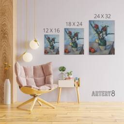 "Artery8 The Vase of Tulips Still Life Painting Cezanne Canvas Wall Art Print - Size: W18"" x H24""" - thumbnail 4
