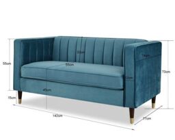 Home Detail Thomas 2 Seater Velvet Sofa in Blue - thumbnail 6