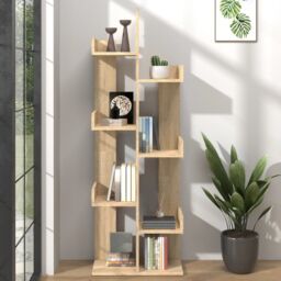 Berkfield Home Book Cabinet Sonoma Oak 48x25.5x140 cm Engineered Wood in Brown - thumbnail 1