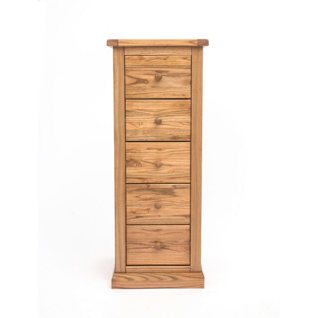 Cabinet Bits Salerno 5 Drawer Narrow Chest of Drawers Wood Knob in Natural - image 1