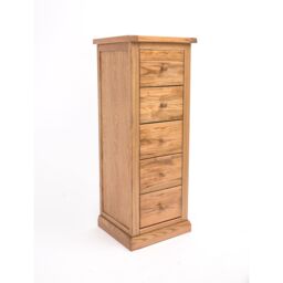 Cabinet Bits Salerno 5 Drawer Narrow Chest of Drawers Wood Knob in Natural - thumbnail 2