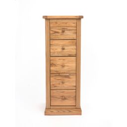 Cabinet Bits Salerno 5 Drawer Narrow Chest of Drawers Wood Knob in Natural - thumbnail 1