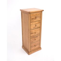 Cabinet Bits Salerno 5 Drawer Narrow Chest of Drawers Wood Knob in Natural - thumbnail 3