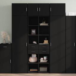 Berkfield Home Highboard Black 70x42.5x185 cm Engineered Wood - thumbnail 1