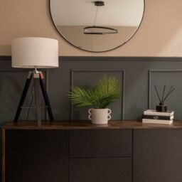 ValueLights Clipper Black Wood Tripod Table Lamp with Medium White Shade - thumbnail 4