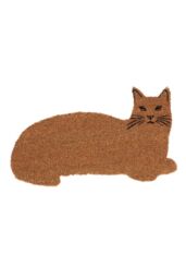 Homescapes Coir Cat Shaped Non-Slip Doormat in Natural - Size: 45 cm x 75 cm - thumbnail 1