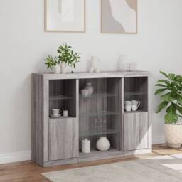 Berkfield Home Sideboards with LED Lights 3 pcs Grey Sonoma Engineered Wood - thumbnail 4
