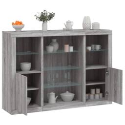 Berkfield Home Sideboards with LED Lights 3 pcs Grey Sonoma Engineered Wood - thumbnail 2