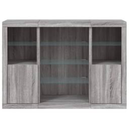 Berkfield Home Sideboards with LED Lights 3 pcs Grey Sonoma Engineered Wood - thumbnail 6