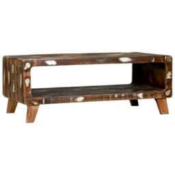 Berkfield Home Coffee Table 90x50x35 cm Solid Wood Reclaimed in Brown - Size: 90 x 50 x 35 cm - thumbnail 6