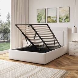 Artemis Home Weston Fabric 135cm Double Ottoman Bed Frame with Storage - Beige - thumbnail 4