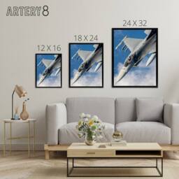 "Artery8 USAF F 16 Fighting Falcon Fighter Jet Framed Canvas Wall Art Print in Blue - Size: W12"" x H16""" - thumbnail 4