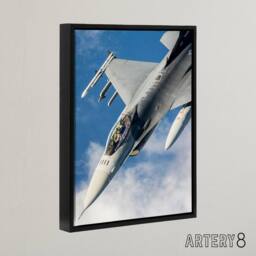 "Artery8 USAF F 16 Fighting Falcon Fighter Jet Framed Canvas Wall Art Print in Blue - Size: W12"" x H16""" - thumbnail 2