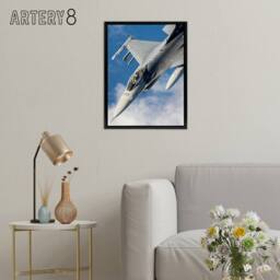 "Artery8 USAF F 16 Fighting Falcon Fighter Jet Framed Canvas Wall Art Print in Blue - Size: W12"" x H16""" - thumbnail 3