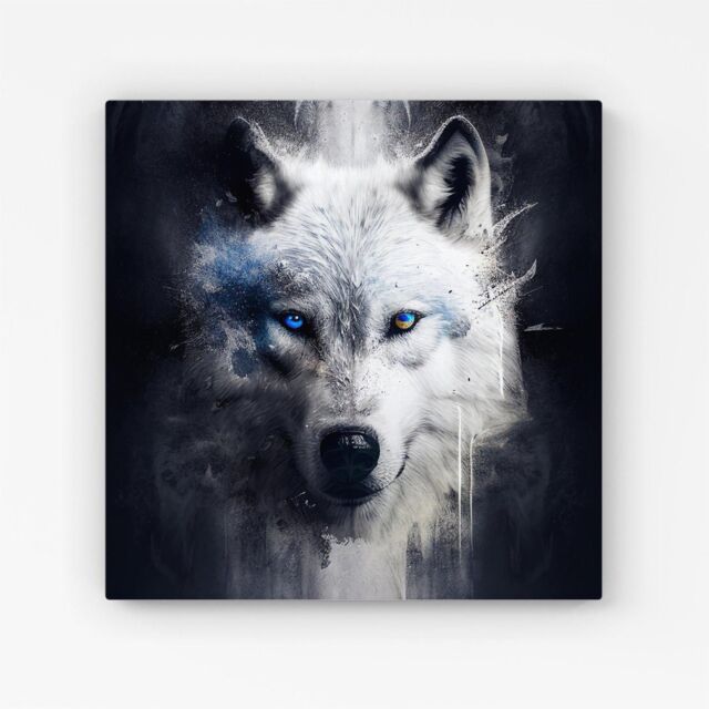 Warren Reed - Designer White Wolf Face Splashart Dark Backgrouns Canvas - Size: w10 inch x h10 inch - image 1
