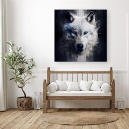 Warren Reed - Designer White Wolf Face Splashart Dark Backgrouns Canvas - Size: w10 inch x h10 inch - thumbnail 3