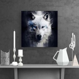 Warren Reed - Designer White Wolf Face Splashart Dark Backgrouns Canvas - Size: w10 inch x h10 inch - thumbnail 2