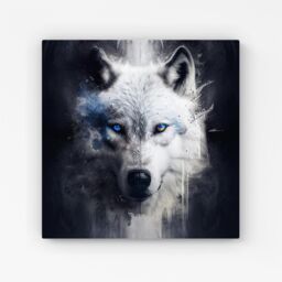 Warren Reed - Designer White Wolf Face Splashart Dark Backgrouns Canvas - Size: w10 inch x h10 inch - thumbnail 1