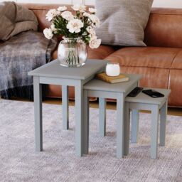 Home Discount Vida Designs Yorkshire Nest of 3 Tables Coffee Side Tables in Grey - thumbnail 3