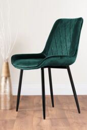 FurnitureboxUK Carson White Marble Effect Dining Table & 6 Pesaro Black Leg Chairs in Green - thumbnail 3