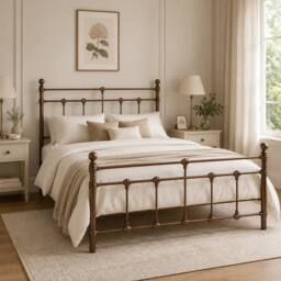 SquareBoxx Isabella Double Metal Bed Frame with Victorian Style & Storage in Bronze - thumbnail 1