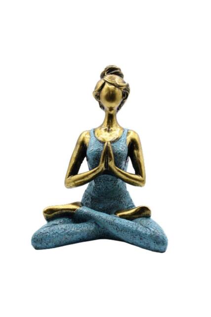 KDMD Elegant Bronze & Turquoise Yoga Lady Figurine - 24cm Decor - image 1