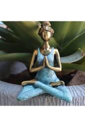 KDMD Elegant Bronze & Turquoise Yoga Lady Figurine - 24cm Decor - thumbnail 5