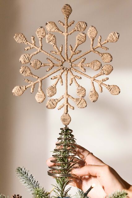 Dibor Brown Jute Snowflake Christmas Decoration Tree Topper - image 1