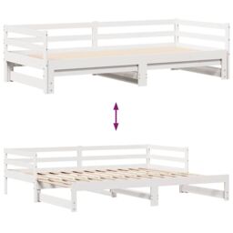 Berkfield Home Daybed with Trundle & Drawers without Mattress White 80x200 cm - thumbnail 5