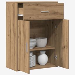 Berkfield Home Sideboard with Drawer with Shelf with Storage with Door Artisan oak Engineered wood in Brown - thumbnail 3