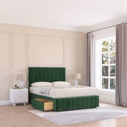 "Sloomy California Divan Bed Base Slate Naples 4 Drawers 12"" Footboard & 54"" Floor Standing Headboard in Emerald - Size: Super King" - thumbnail 1