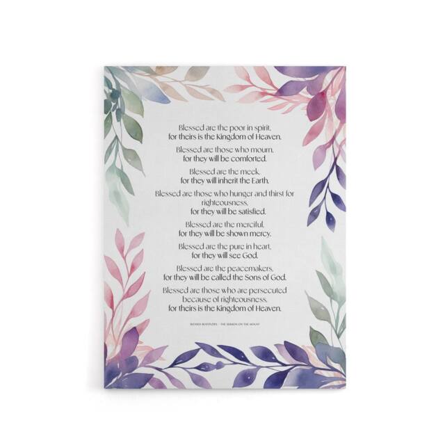 "Artery8 Beatitudes Sermon Of The Mount Jesus Canvas Wall Art Print in Purple - Size: W18"" x H24""" - image 1