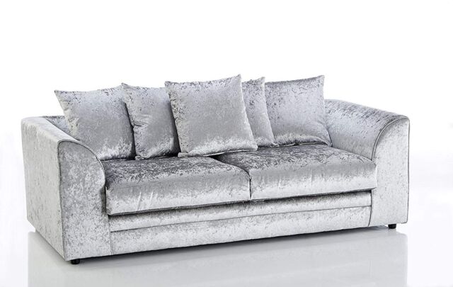 Snugg Furniture UK Limited Aurora Crushed Velvet 3 Seater Sofa in Silver - image 1