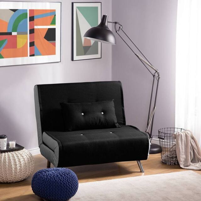 Wyld and Coco Sofa Bed - Black Woven Fabric Single Fold-Out - image 1