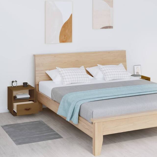 Berkfield Home Beautiful Bedside Cabinets 2 pcs Honey Brown 40x34x45 cm Solid Wo - Size: 40 x 34 x 45 cm - image 1