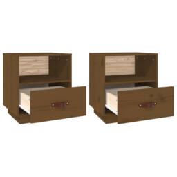 Berkfield Home Beautiful Bedside Cabinets 2 pcs Honey Brown 40x34x45 cm Solid Wo - Size: 40 x 34 x 45 cm - thumbnail 6