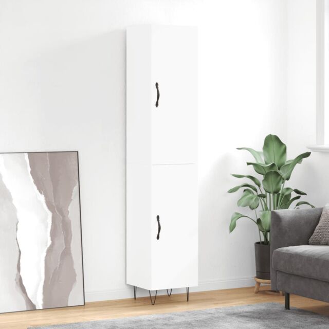 Berkfield Home Highboard White 34.5x34x180 cm Engineered Wood - image 1