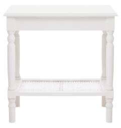 Orsina Ivory Side Table, Night Stand End Table with Bottom Shelf, Bedside Night Table for Home in White - thumbnail 1
