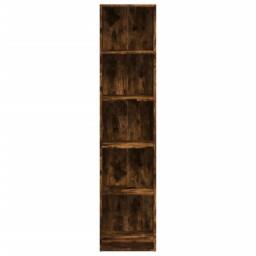 Berkfield Home Decorative Bookcase Smoked Oak 40x24x176 cm Engineered Wood in Brown - Size: 40 x 24 x 176 cm - thumbnail 4