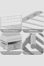 HD Designs Dorset Metal Single Double King Bed Frame Bedroom Furniture in White - thumbnail 5