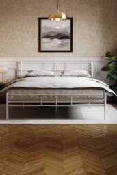 HD Designs Dorset Metal Single Double King Bed Frame Bedroom Furniture in White - thumbnail 2