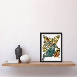 Artery8 Eugene Seguy Framed Wall Art Print Vintage Butterflies Blue Yellow - Size: A4 - thumbnail 2