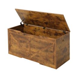 Xample Children's Wooden Toy Box Chest Kids Storage Bench Flip Top Lid & Safety Hinges in Brown - thumbnail 5
