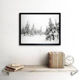 "Artery8 Photography Landscape Winter Scene Snow Forest Trees Framed Art Print in White - Size: W12"" x H16""" - thumbnail 2