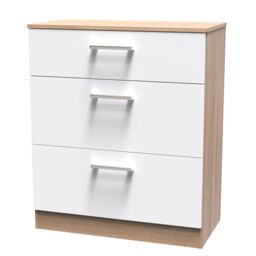 Swift Devon 3 Piece Bedroom Set (Wardrobe, Chest & Bedside) in White Matt & Bardolino Oak - Ready Assembled - thumbnail 3
