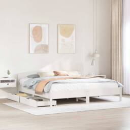 Berkfield Home Bed Frame without Mattress White 180x200 cm Super King Solid Wood Pine - thumbnail 2