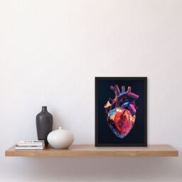 "Artery8 Shiny Anatomical Human Heart Colourful Modern Framed Art Print - Size: W12"" x H16""" - thumbnail 4