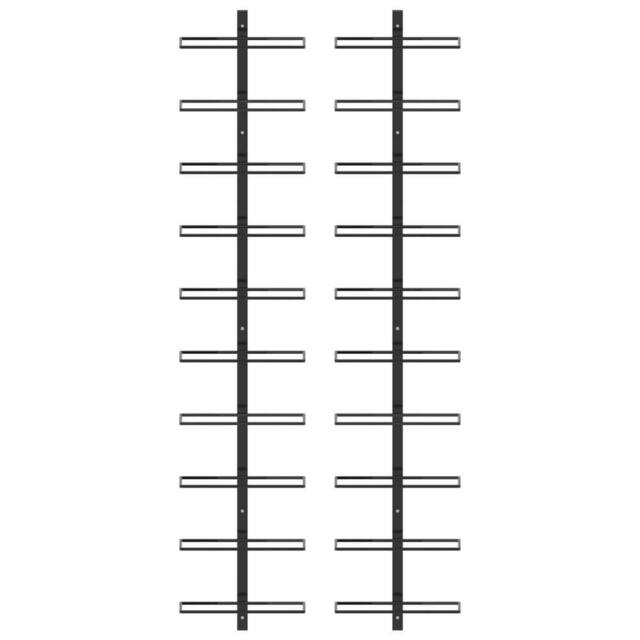 Berkfield Home Wall-mounted Wine Racks for 20 Bottles 2 pcs Black Metal - image 1
